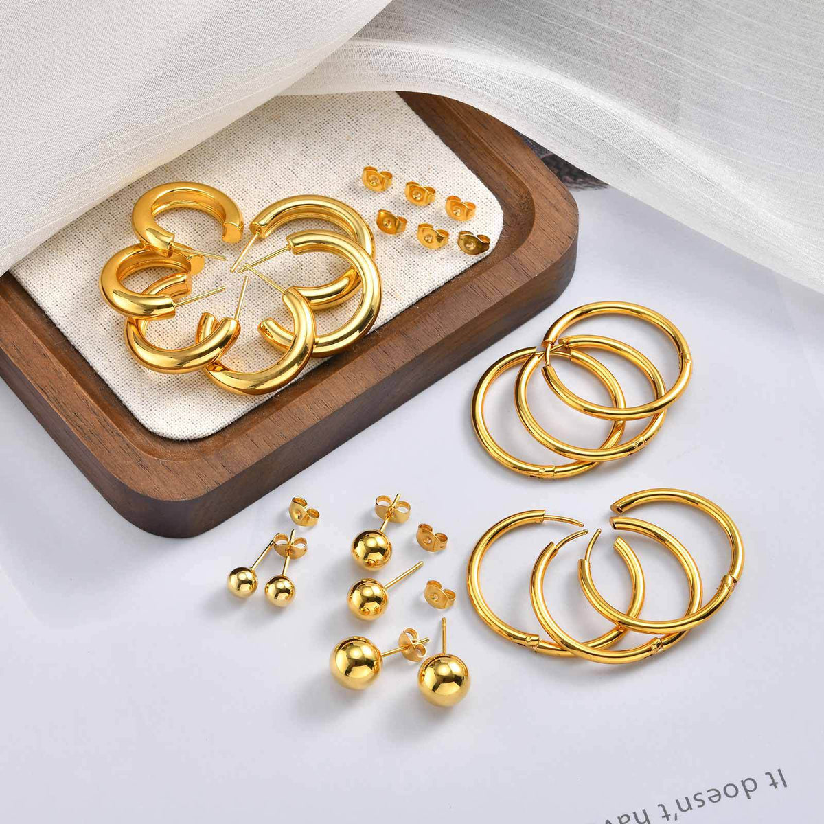 Coordinated Gold-Tone Earring Sets — 3 Styles