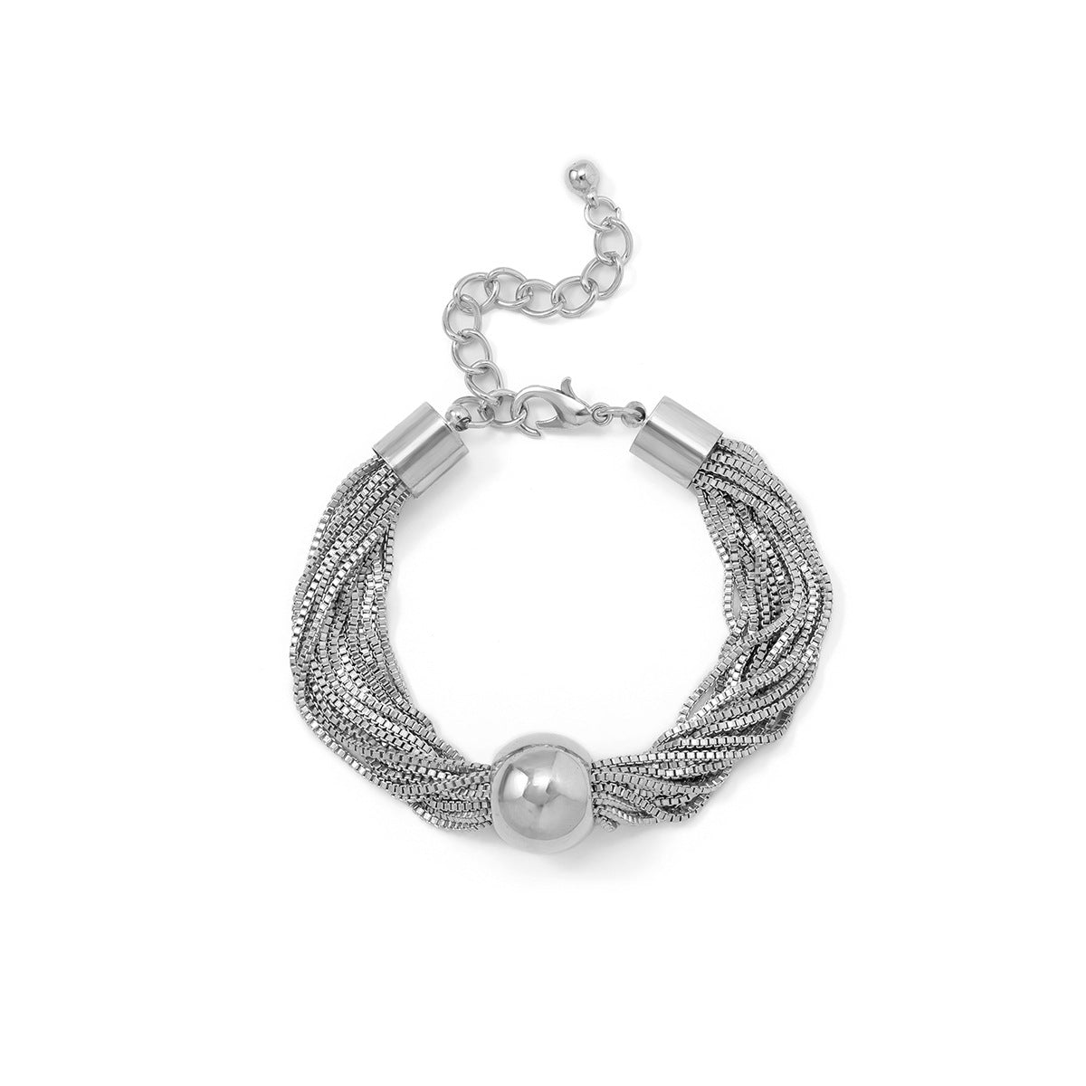 European and American Exaggerated Metal Ball Pendant Necklace, Female Personality, Multi-layer Box Chain, Retro Necklace