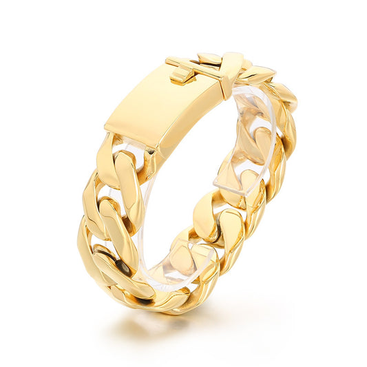 Planderful Mens Titanium Steel Cuban Chain Bracelet