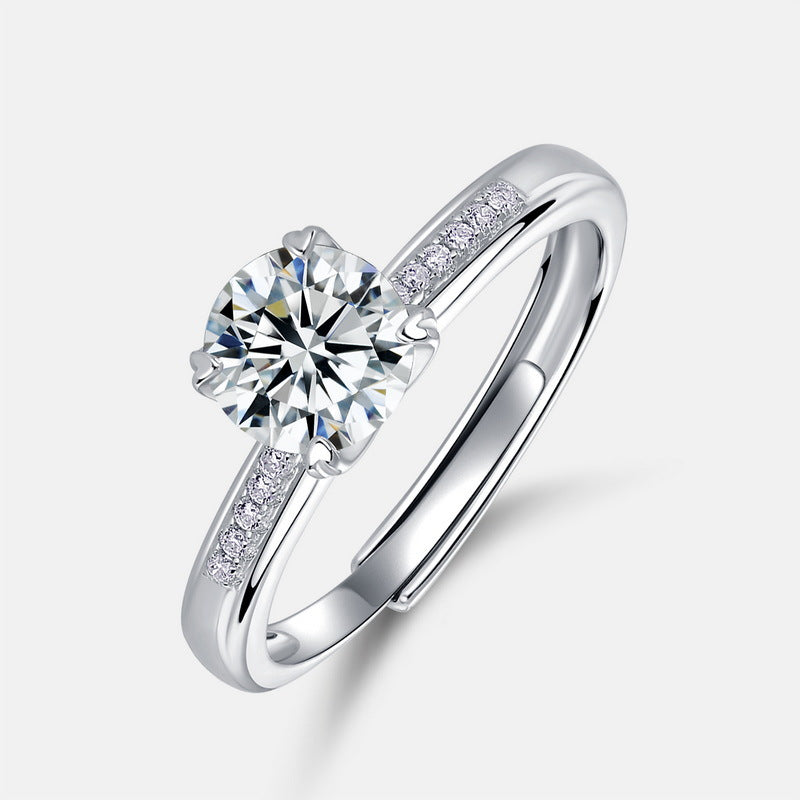 Planderful Classic Moissanite Sterling Silver Ring – 6.5 × 6.5 mm, 1 ct – Style 1