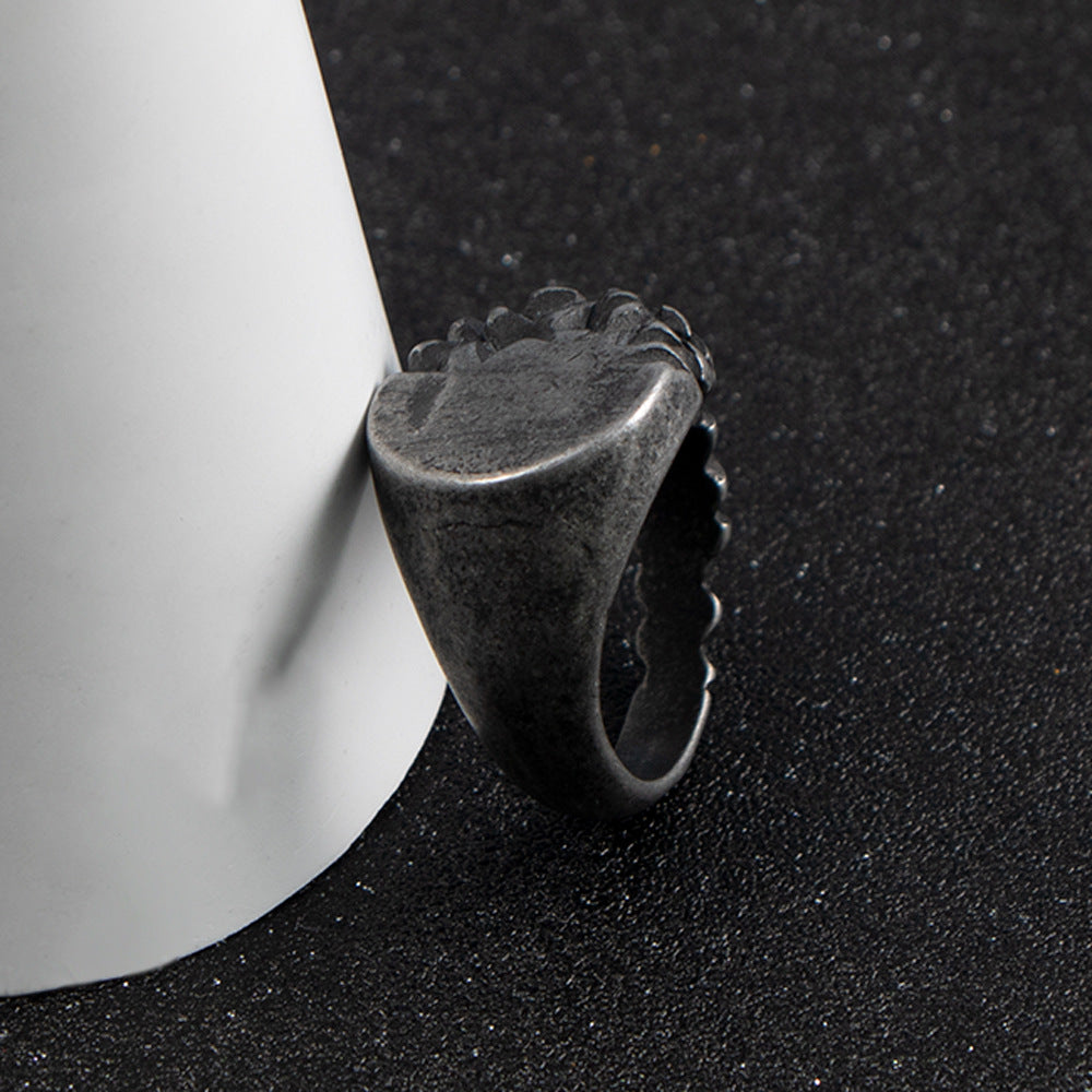 Gravel Titanium Steel Ring – & Antique Men's Stainless Steel Half Glossy Ring