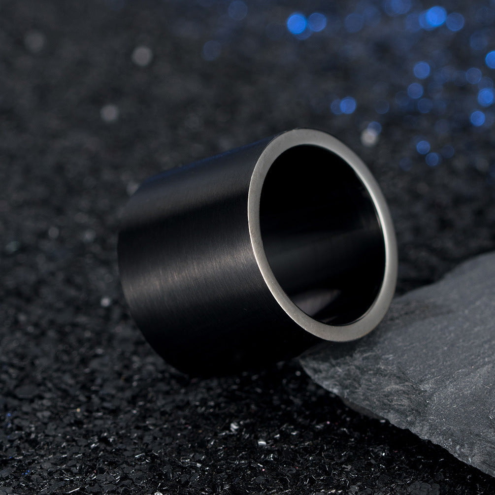 Titanium Steel Brushed Matte Men's Ring Plated with 18K Gold