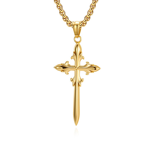 Planderful Gothic Cross Pendant Necklace Titanium Steel Durable Everyday Genie Collection For Streetwear Fans