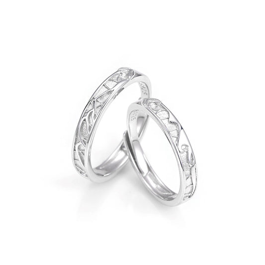 S925 Sterling Silver Ivy Couple Ring — Adjustable