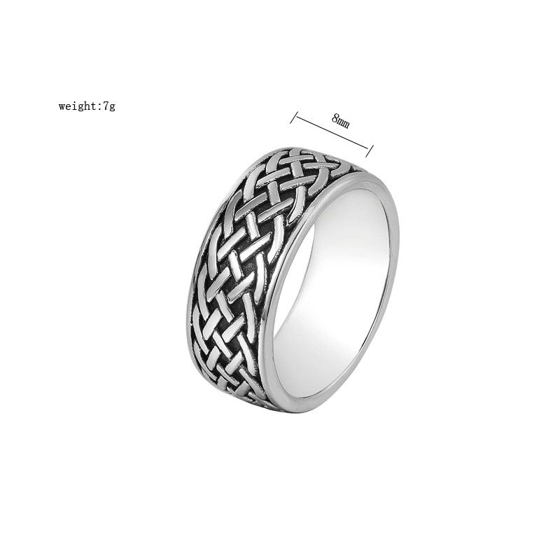 Planderful Titanium Steel Ring Nordic Viking Weave Pattern Unisex Bold Punk Statement For Men And Women