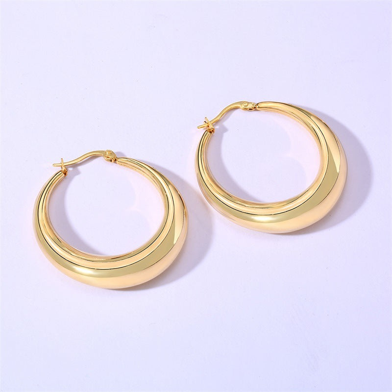 Fashion Trend Jewelry Hollow Earrings Titanium Steel 18K Gold