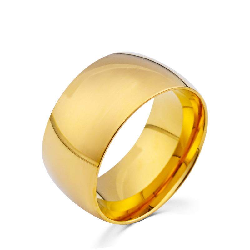 Cross-Border European and American 18K Gold Titanium Steel Ring for Men