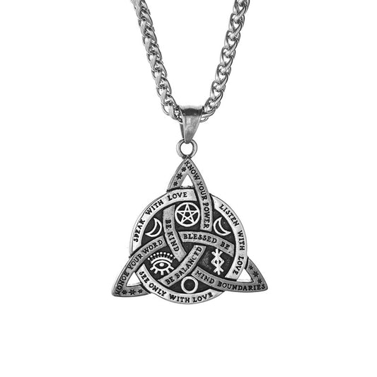 Planderful Viking Symbol Pendant For Men Bold Steel Necklace Trendy European American Fusion Jewelry
