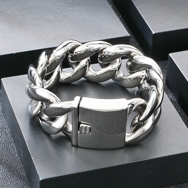 Titanium Steel – Vacuum Plating 30mm Design Cuban Chain Stainless Bracelet
