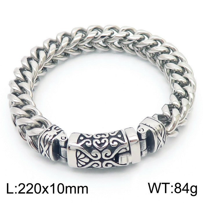 Planderful Mens Bracelet 18K Gold Plating Punk Totem Buckle