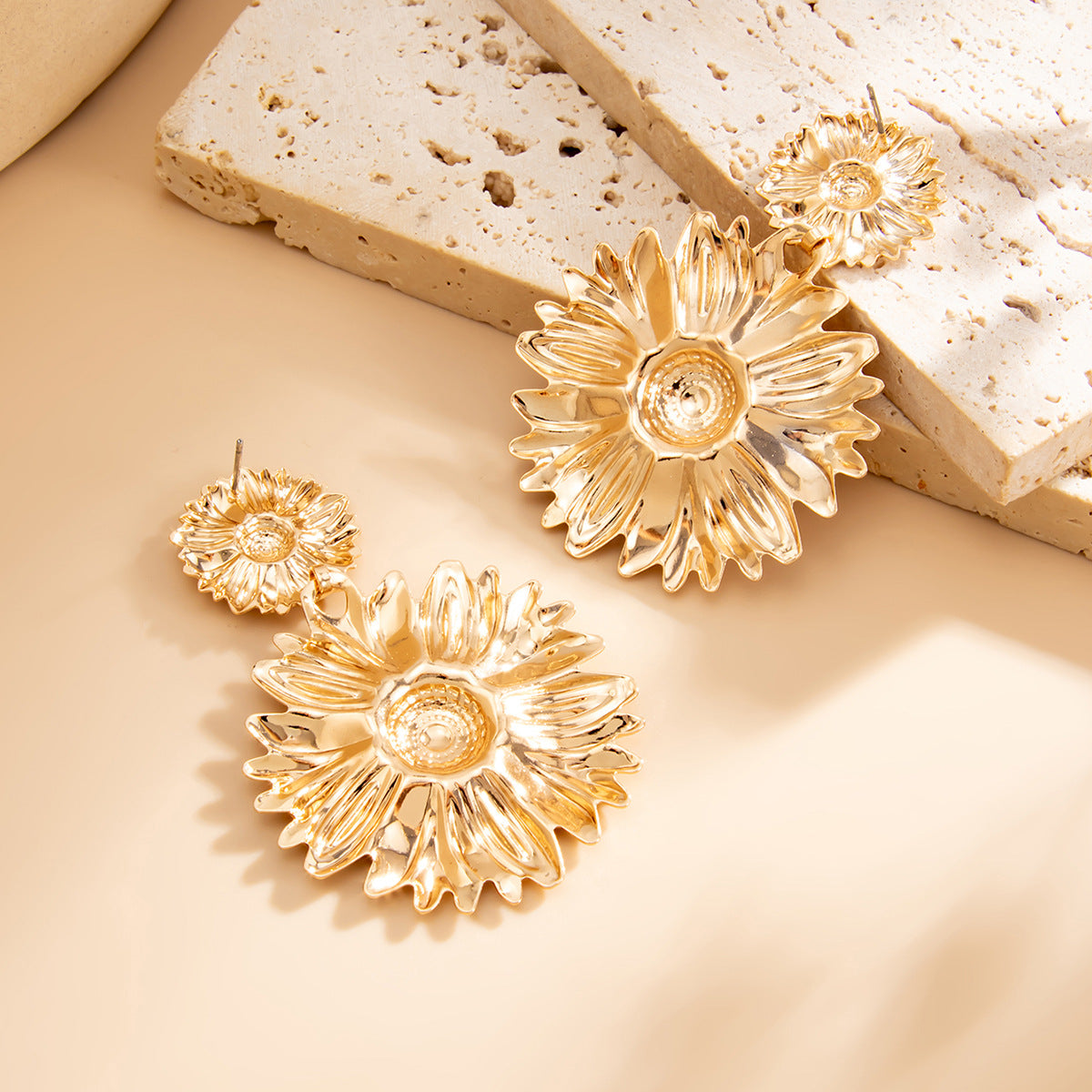 Planderful Vienna Verve Sunflower Fringe Earrings Bold Statement Pearl Leaf For Vintage Lovers