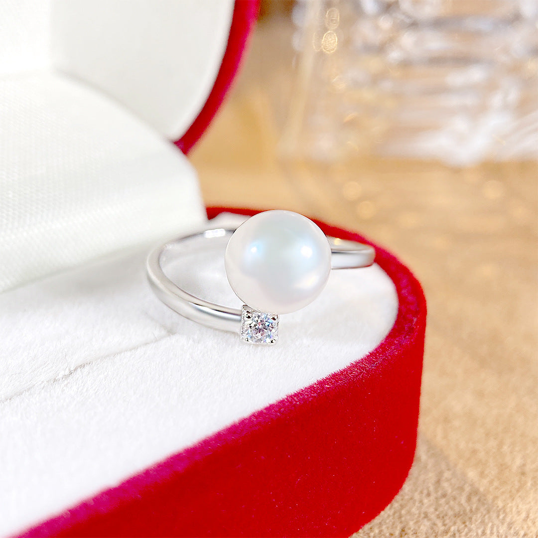 S925 Sterling Silver Freshwater Pearl Ring — Adjustable