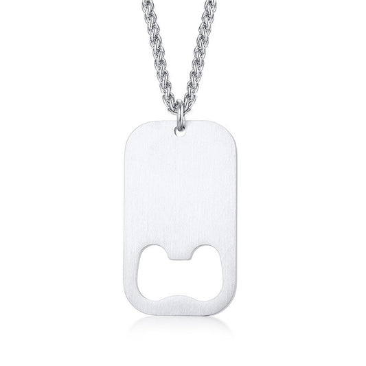 Stainless Steel Beer Bottle Opener Pendant Men's Necklace