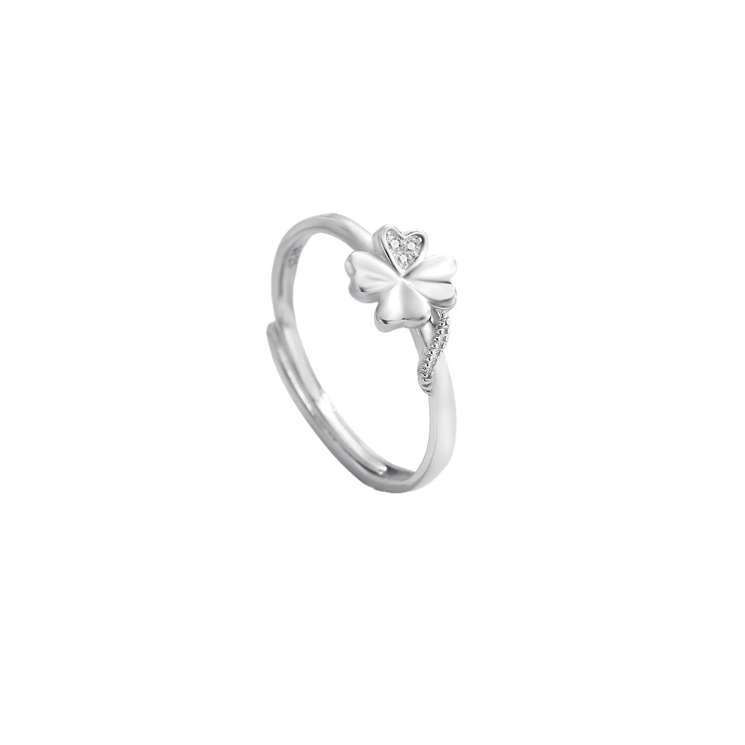 Planderful Four Leaf Clover Ring Sterling Silver S925 Light Luxury Gift For Girlfriend