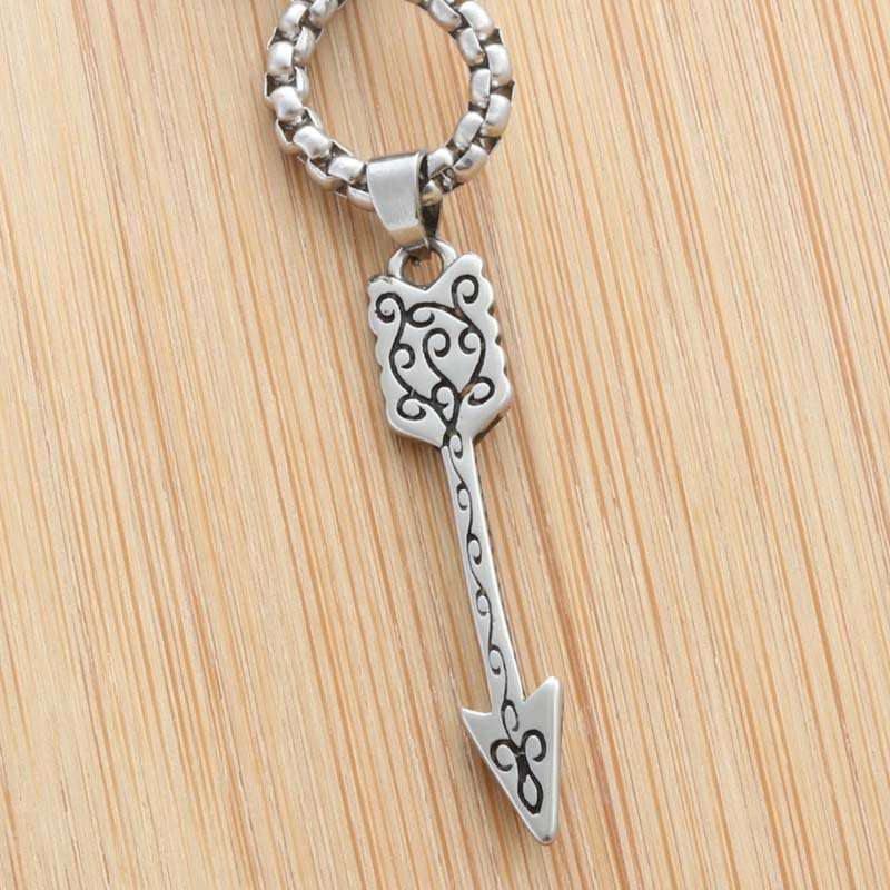 Punk Style Titanium Steel Feather Arrow Pendant Necklace for Men - Retro Trendy Design