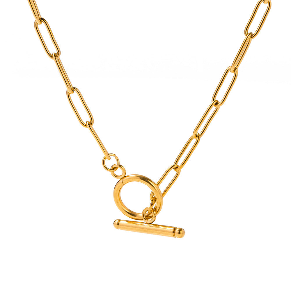 Planderful Jewelry Paperclip Necklace in 18K Gold Plating Titanium Steel For Everyday Glamour