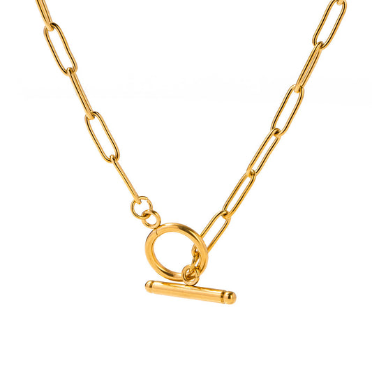 Planderful Jewelry Paperclip Necklace in 18K Gold Plating Titanium Steel For Everyday Glamour