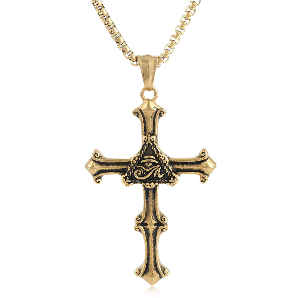European And American Stainless Steel Cross Pendant Necklace