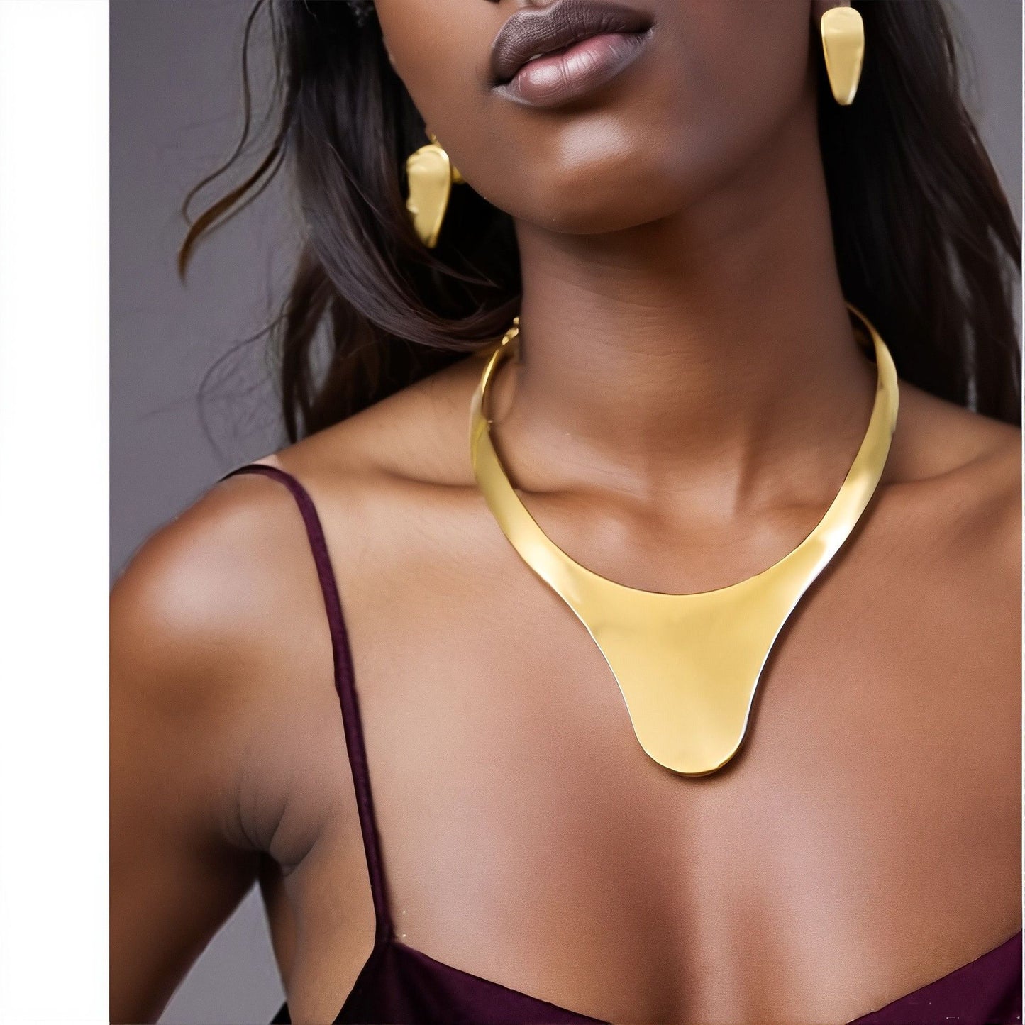 Planderful Savanna Rhythms Jewelry Set – Elegant Metal Choker and Earrings