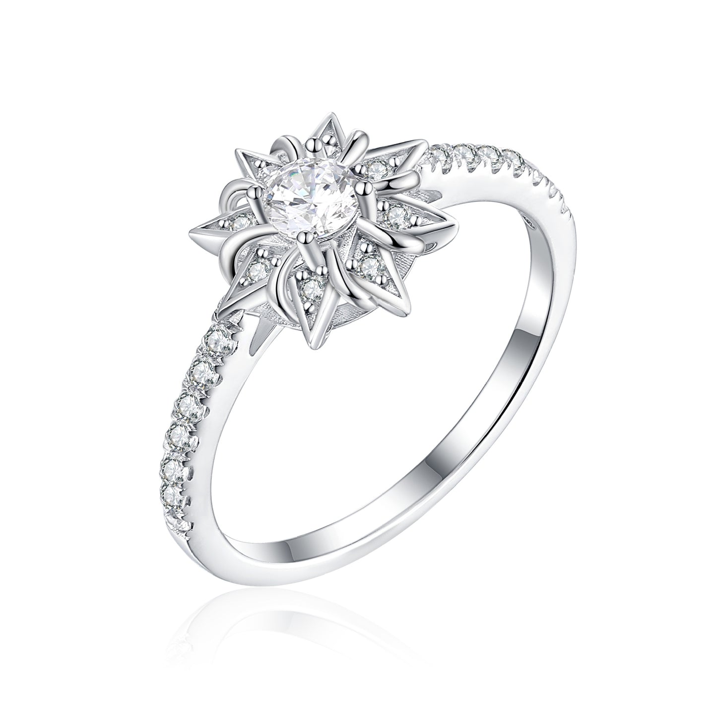 Cross-Border Popular Hot Sale S925 Sterling Silver Sun Flower Ring Women’s Ins Wind Zircon Design
