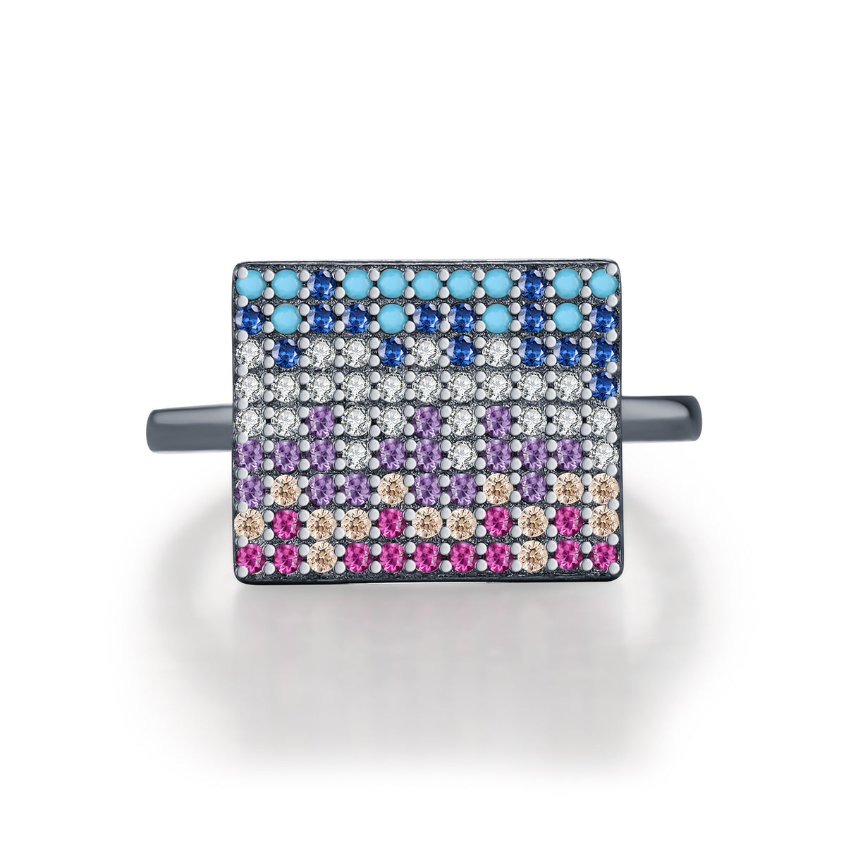 925 Sterling Silver Turquoise Pavé Zircon Ring