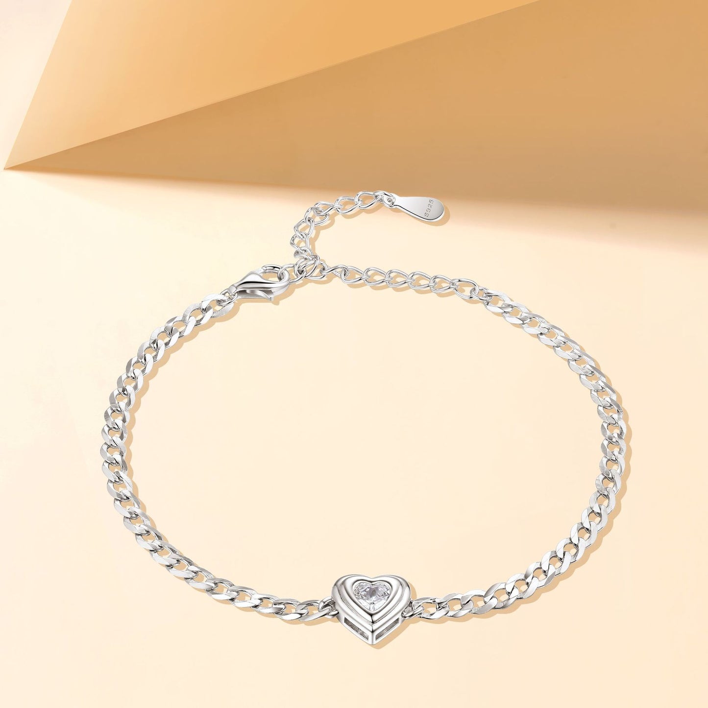 Sterling Silver Zircon Love Bracelet 925 Design for Ladies