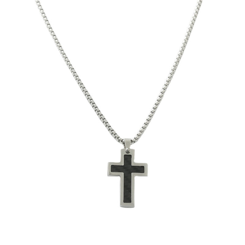 Stylish Titanium Steel Cross Pendant Necklace for Men - Personalized Retro Design