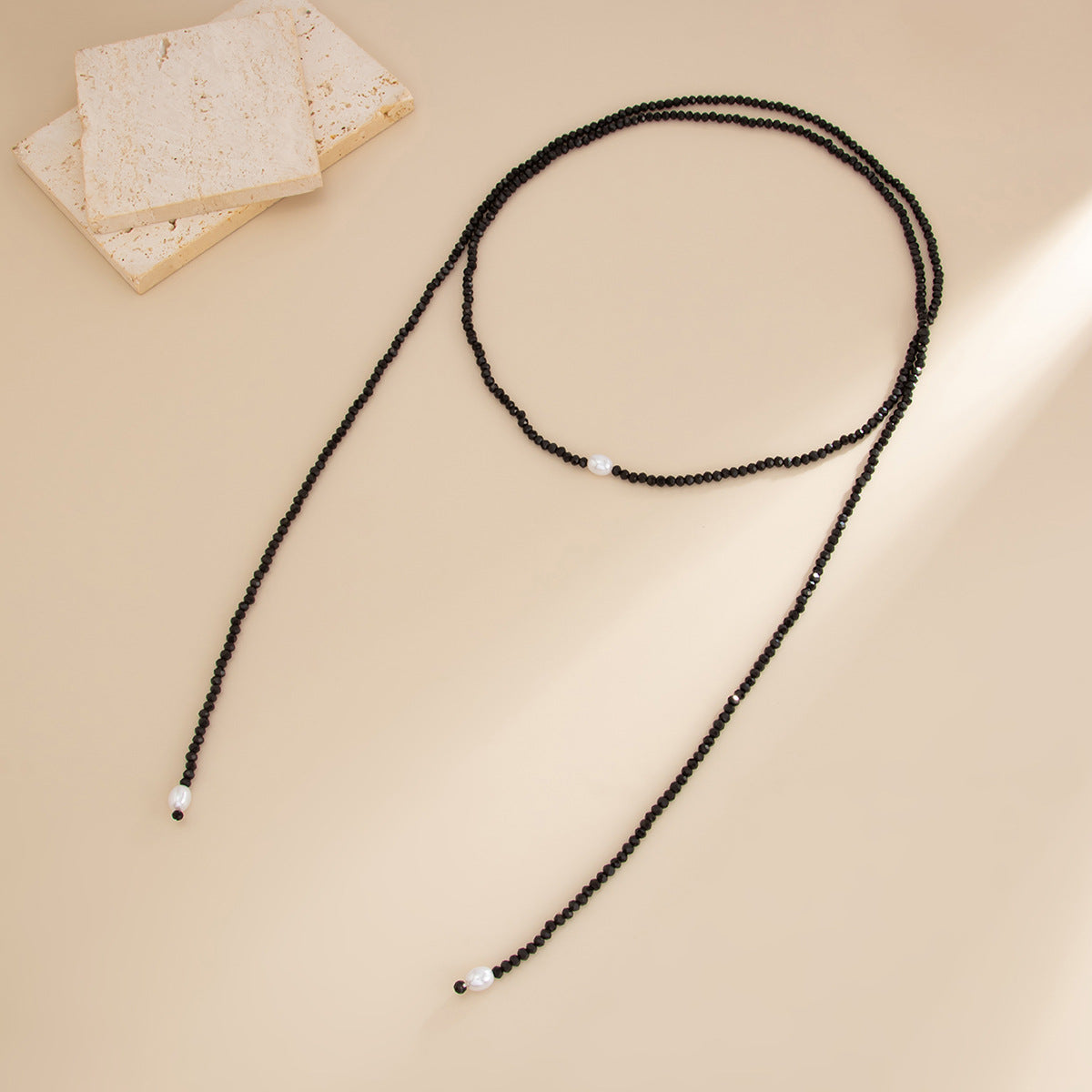 Knotted Pearl Crystal-Style Y-Necklace