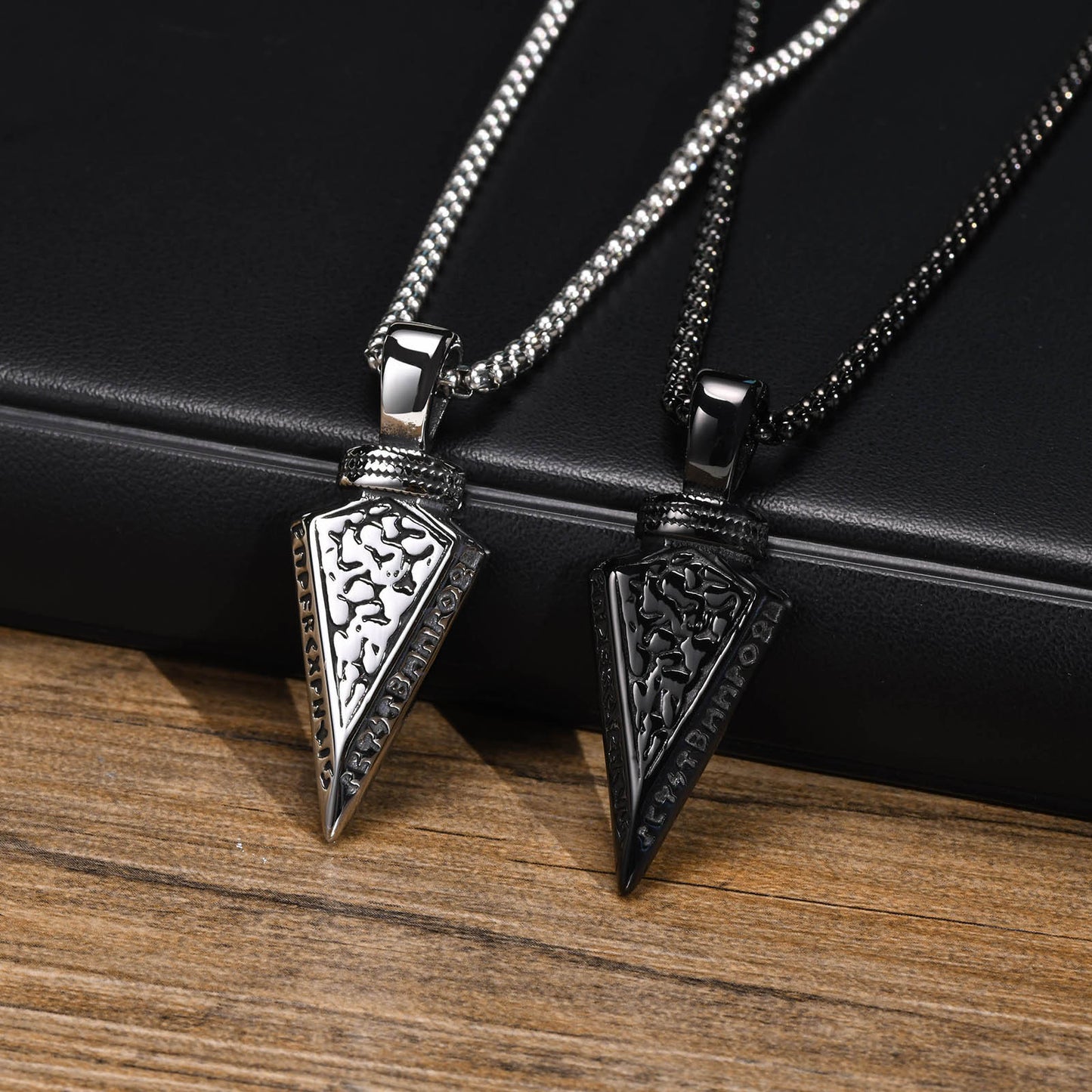 Stainless Steel Viking Arrow Pendant Men's Necklace Jewelry