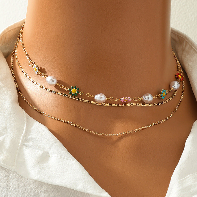 Vibrant Floral Beaded Necklace Set for Women - Vienna Verve Collection