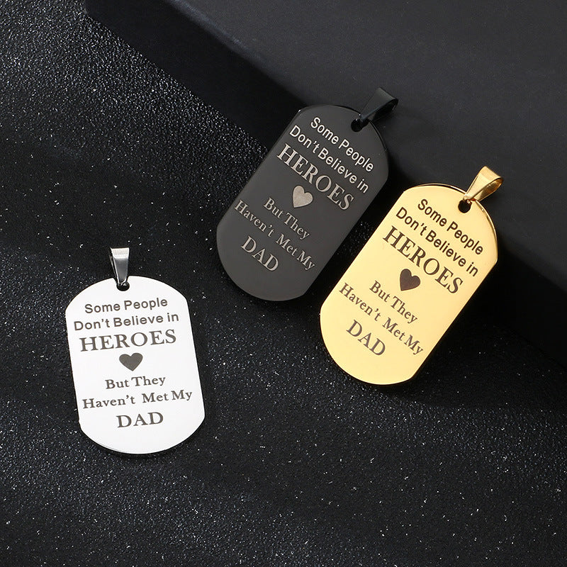 Planderful Personalized Dad Necklace Laser Engraved Gift Men