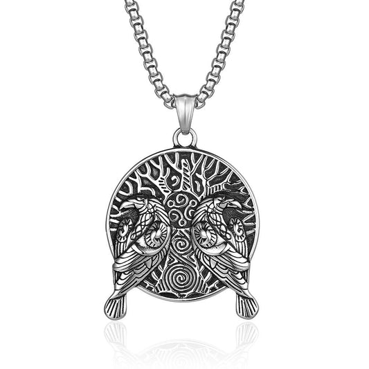 Amazon Retro Nordic Style Viking Crow Necklace for Men