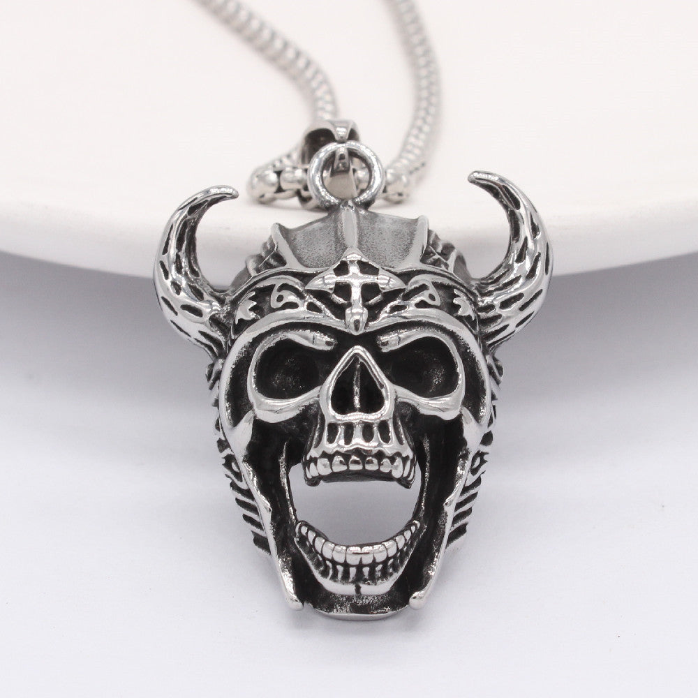 Thor Bull Skull Pendant Titanium Steel By Planderful Unisex Retro Protection Necklace