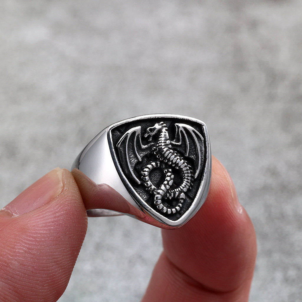 Vintage Dragon Stainless Steel Men's Ring