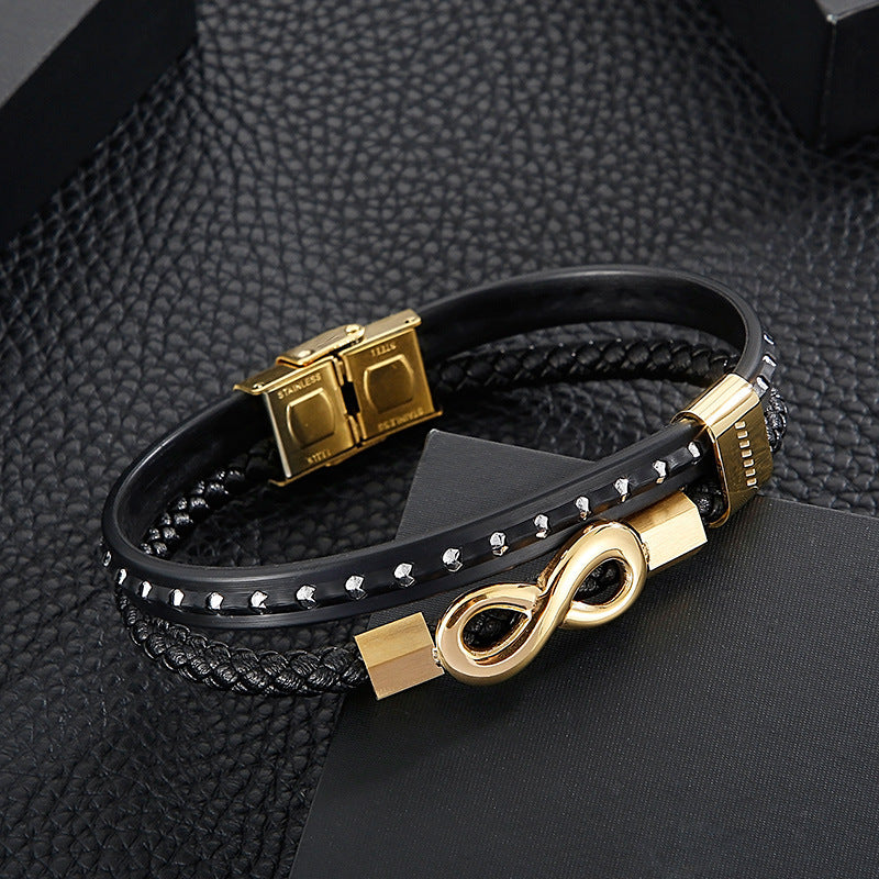 Planderful Mens Leather Bracelet Everyday Genie Weave