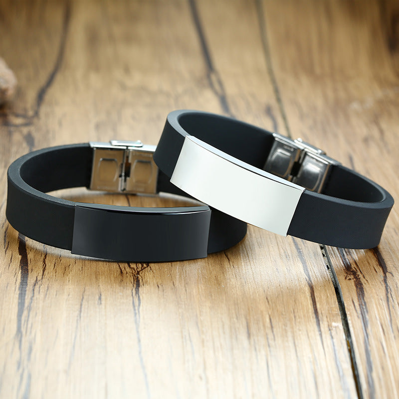 Cross-Border Curved Brand Silicone Bracelet for Men