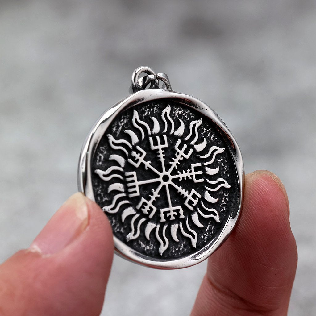 Vintage Viking Compass Stainless Steel Men's Pendant Necklace