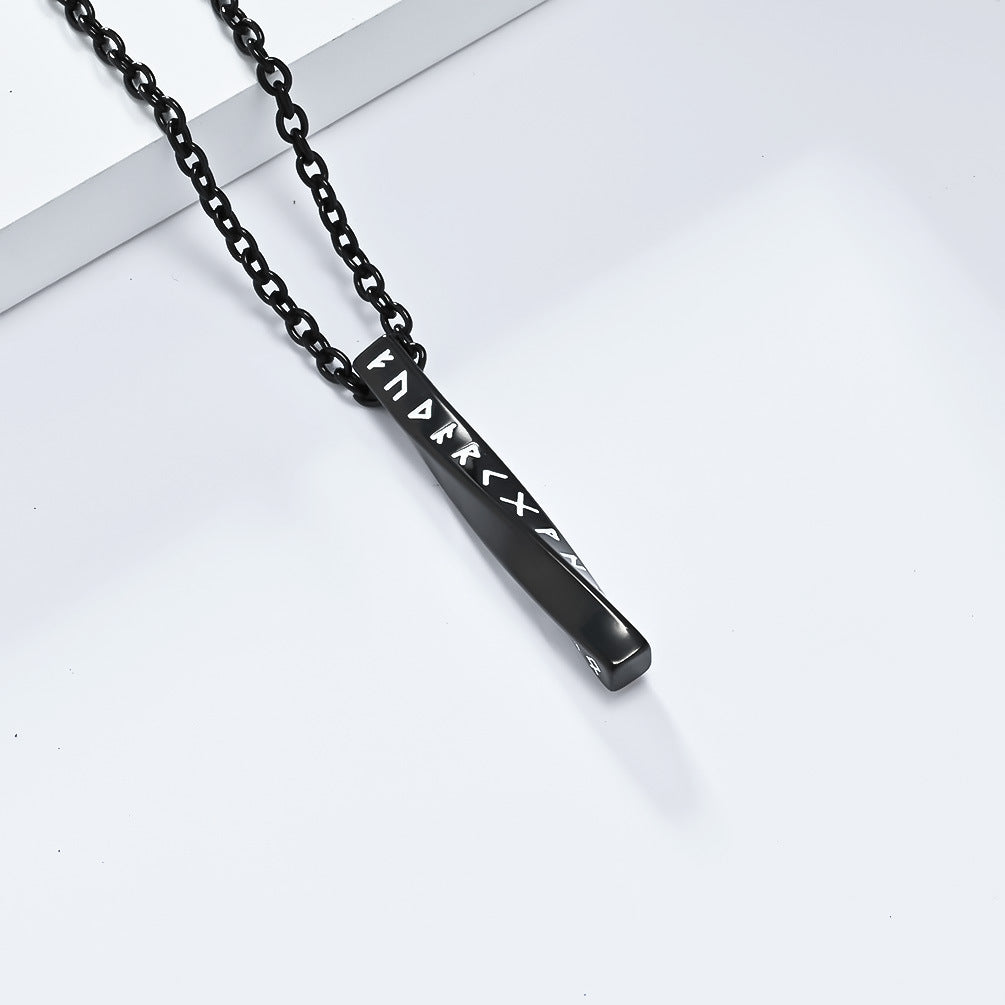 Planderful Unisex Spiral Geometry Durable Titanium Steel Necklace Nordic Viking Pendant Everyday Genie