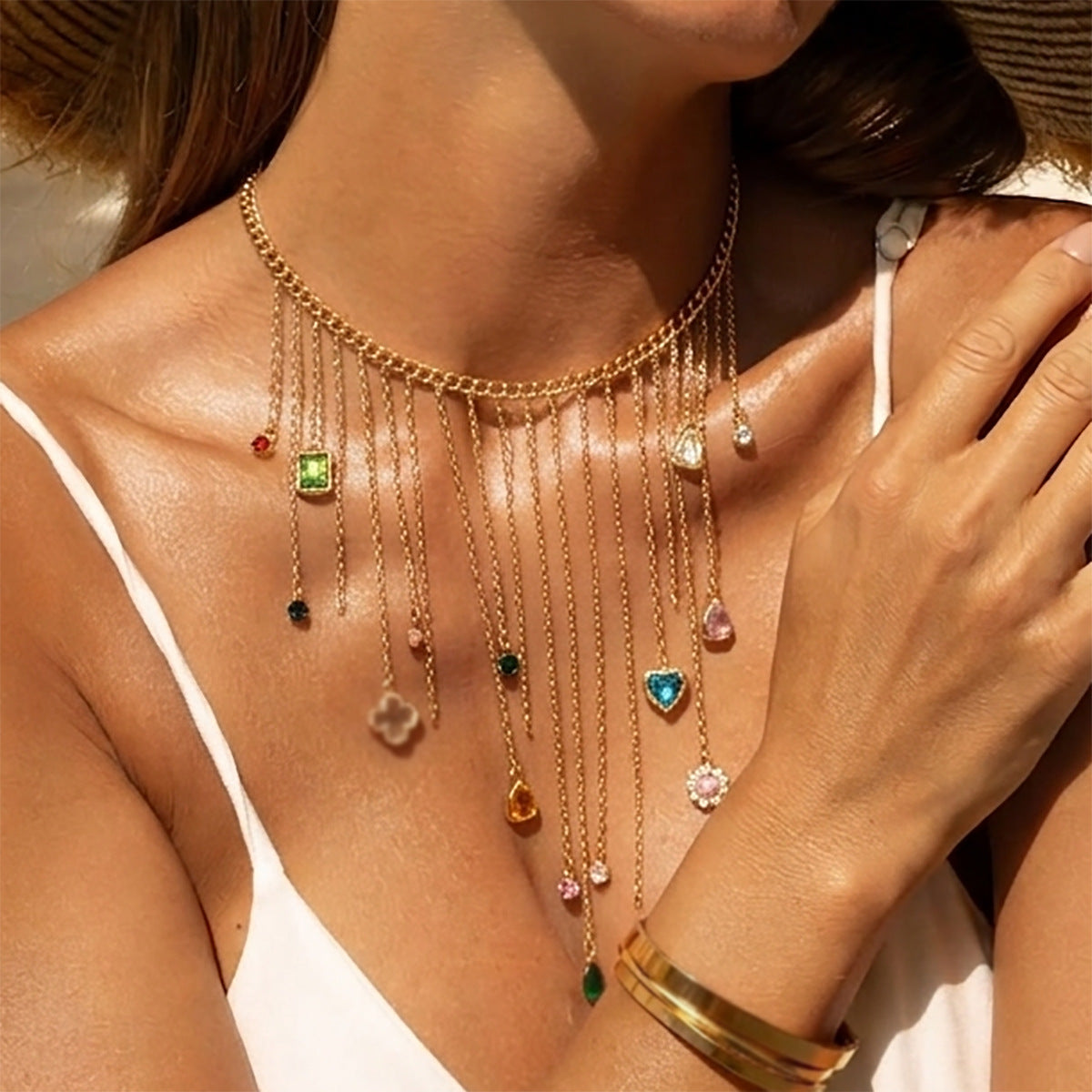 Dopamine Gemstone-Style Heart Choker