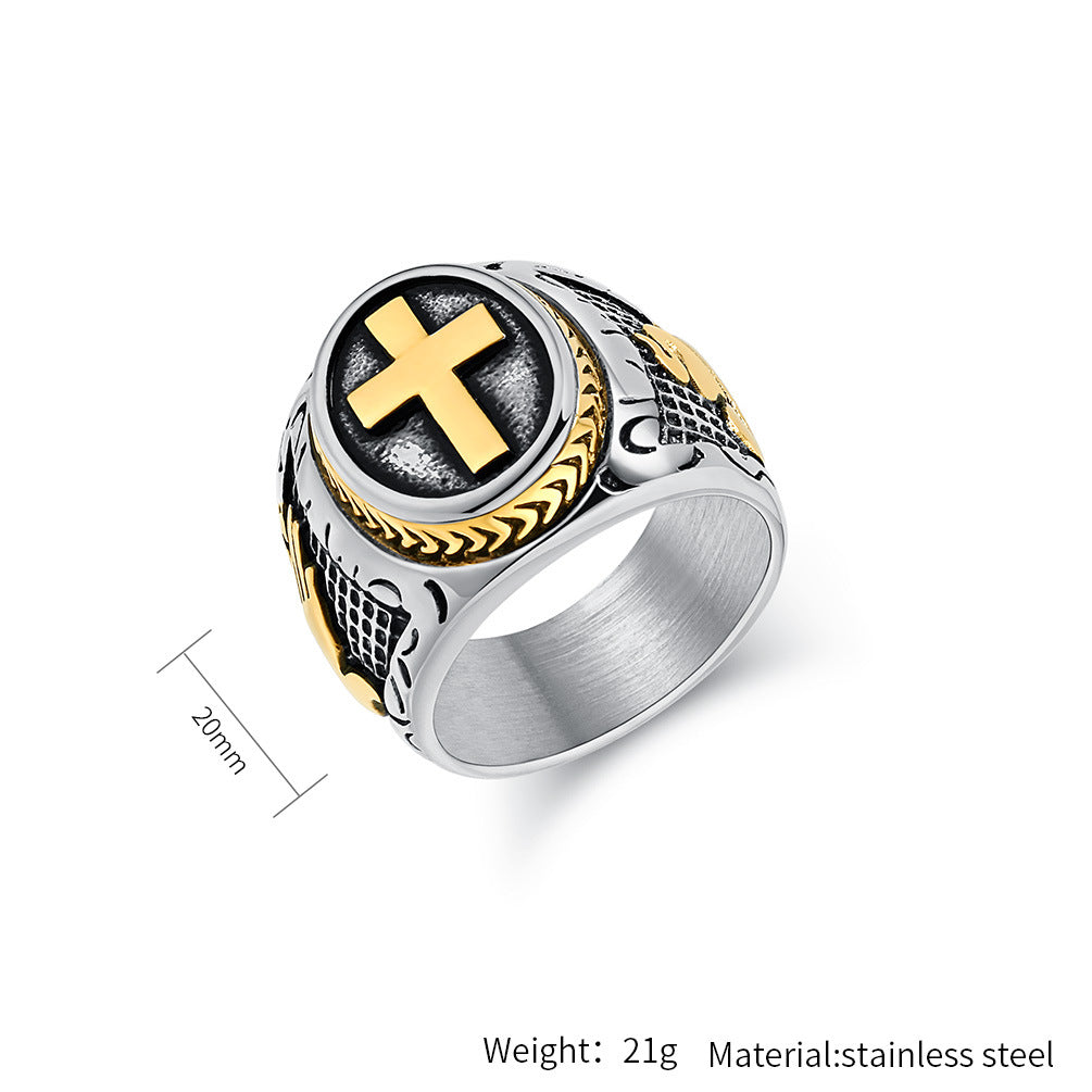 Prayer Hand Cross Ring For Men Personalized Vintage Titanium Steel Band By Planderful Hip Hop Jewelry