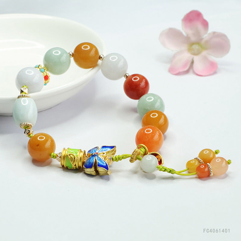Jadeite Bow Beaded Bracelet