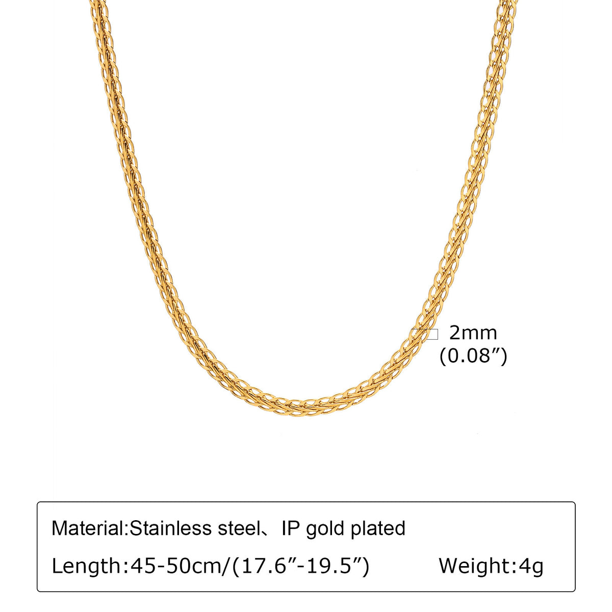 Necklace Ladies Gold Stainless Steel Woven Handmade Chain