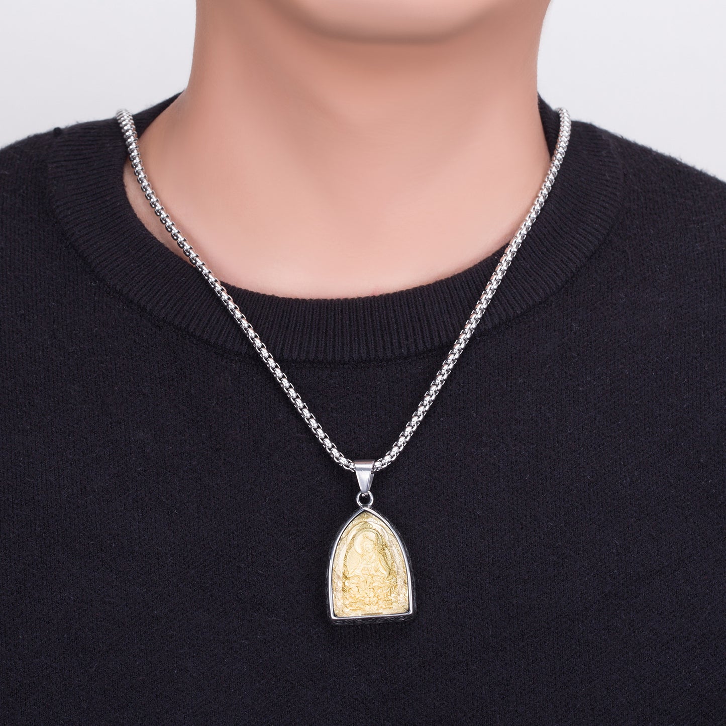 Titanium Steel Necklace – Vintage Thai Amulet Style For Everyday Winter Wear Gift For Boyfriend