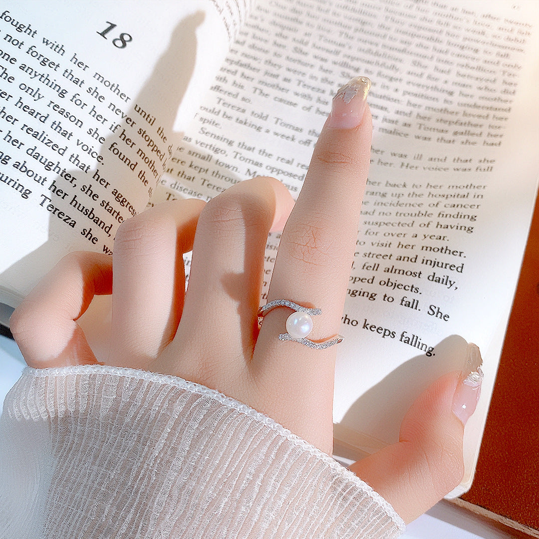 S925 Sterling Silver Freshwater Pearl Ring — Adjustable