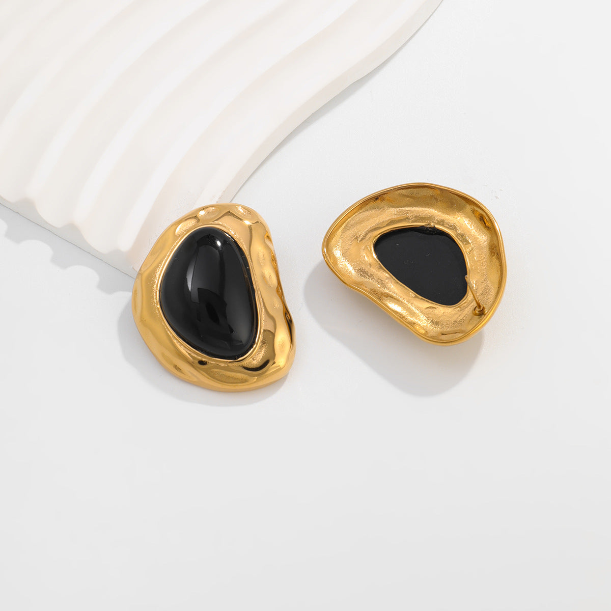 Stainless Steel Stone Earrings For Women Vienna Verve Planderful Retro Hammered Statement Street Style