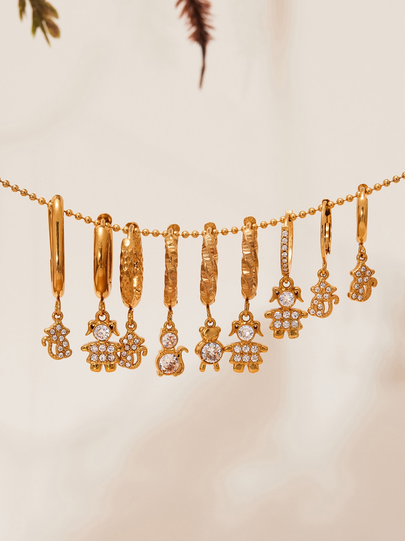 Planderful 18K Gold Plated Zircon Animal Earrings Women