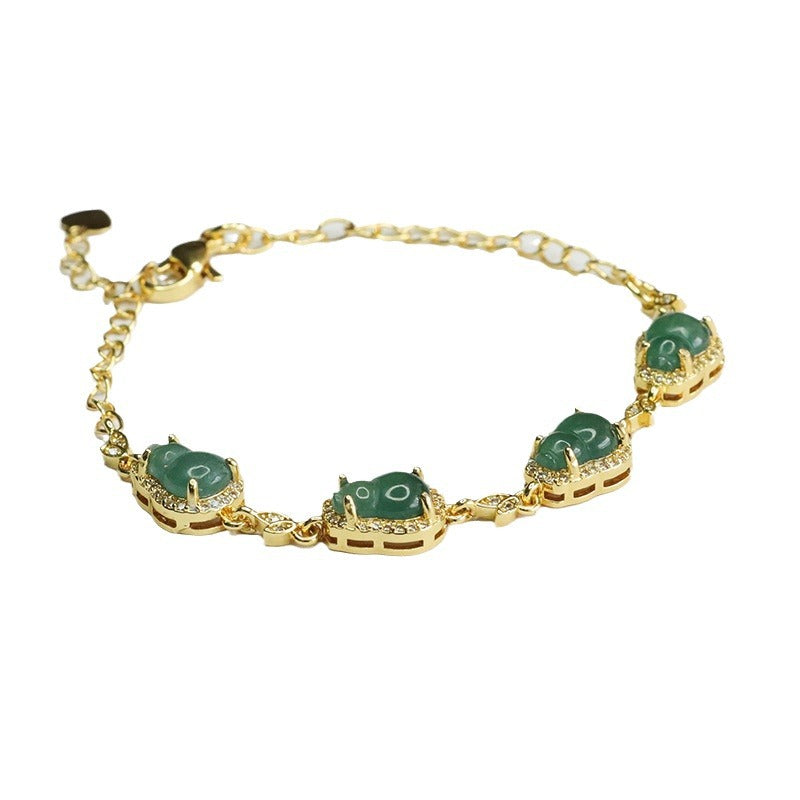 Blue Water Jadeite Gourd 9*6 mm Bracelet