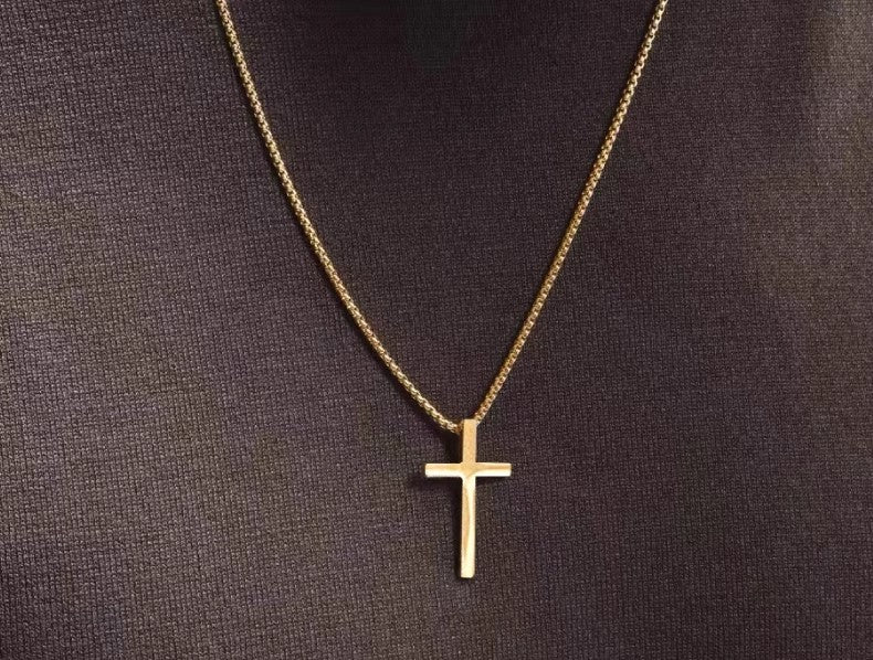 Planderful Jewelry Mens Cross Necklace Stainless Steel Chain Pendant Elegant Everyday Accessory