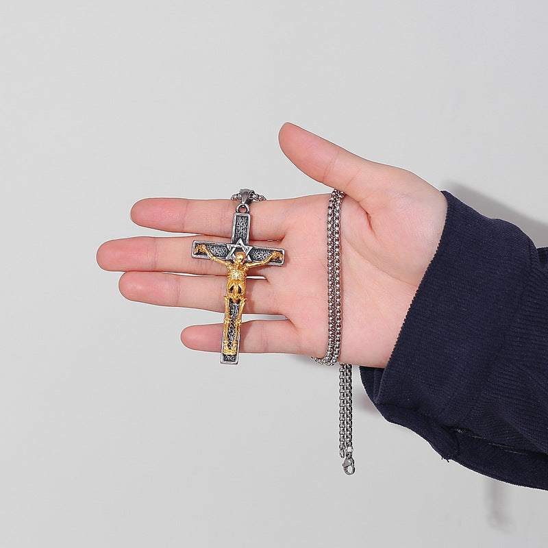 Steel Necklace – Statement Cross Necklace