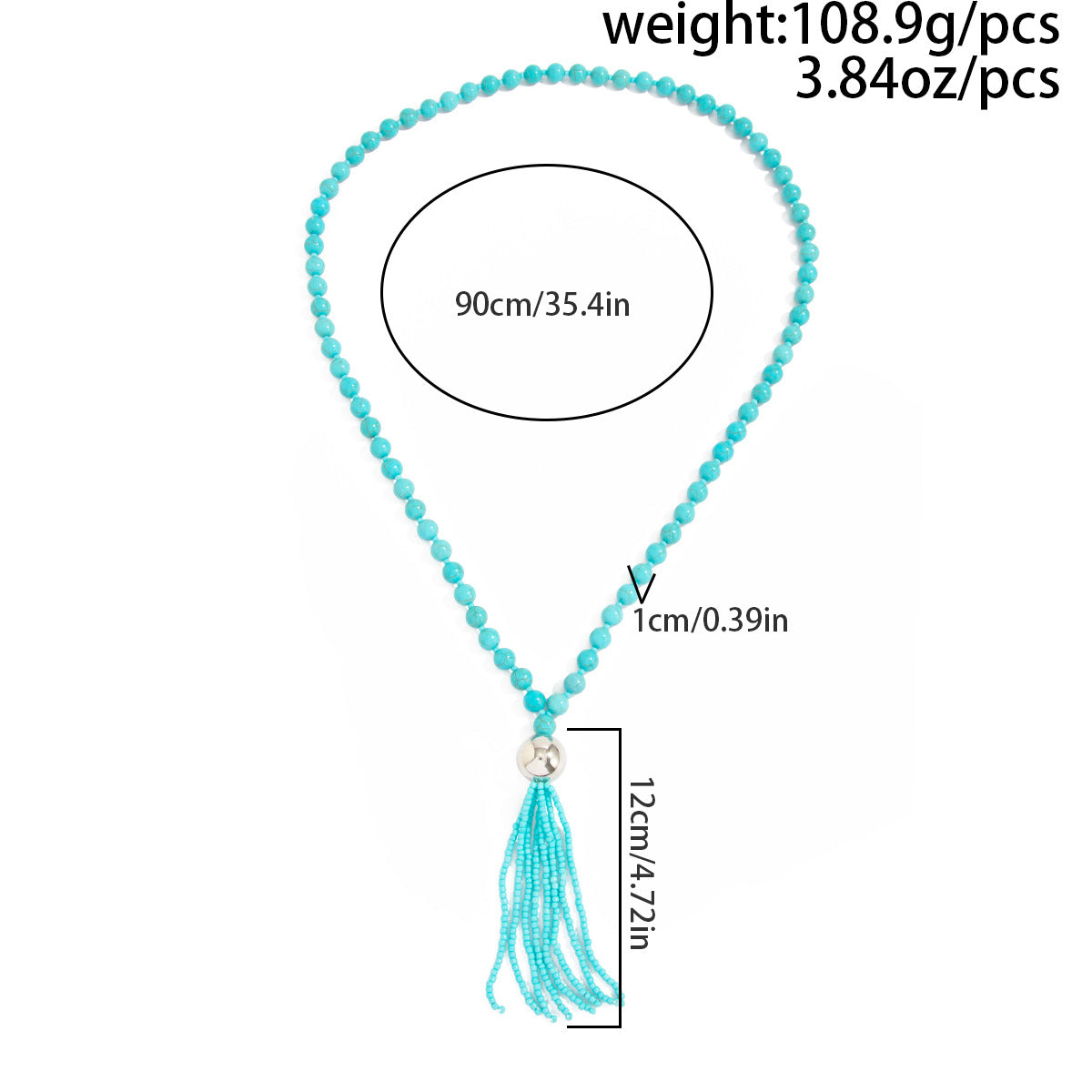 Acrylic Beaded Rice Bead Necklace Exaggerated Large Round Bead Y-Shaped Fringed